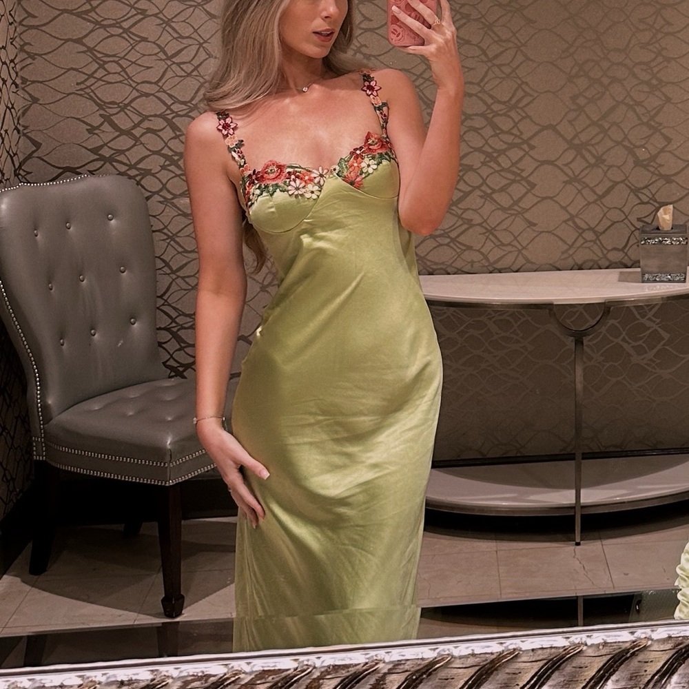 French Countryside Satin Maxi Dress
